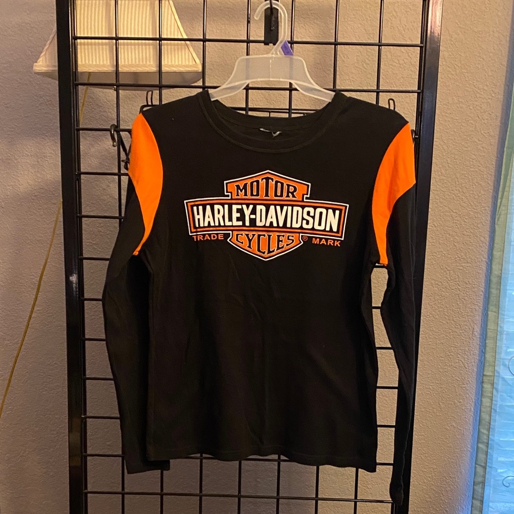 Harley-Davidson Kids Long Sleeve Tee in Black and Orange